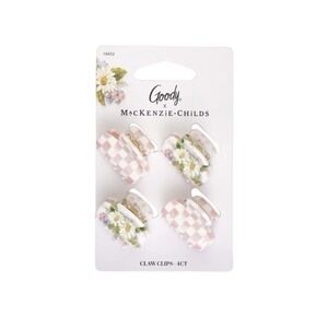 Viral MacKenzie Childs x Goody Target 🎀 Pink Check Mini Hair Claw Clips Set New